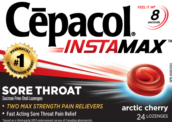 CEPACOL® INSTAMAX™ Sore Throat Lozenges - Arctic Cherry - Sucrose Free (Canada)